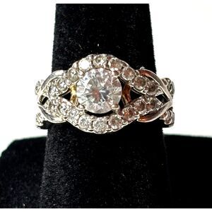 Sterling Silver CZ Halo Ring Engagement Style PAJ 925 Size 7 Sparklep